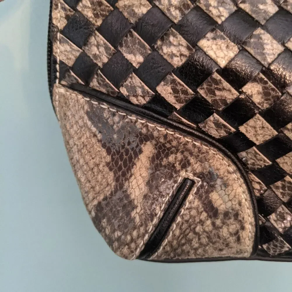 Vintage 90's Y2K Sharif Studio Hobo Bag Woven Snake and Leather